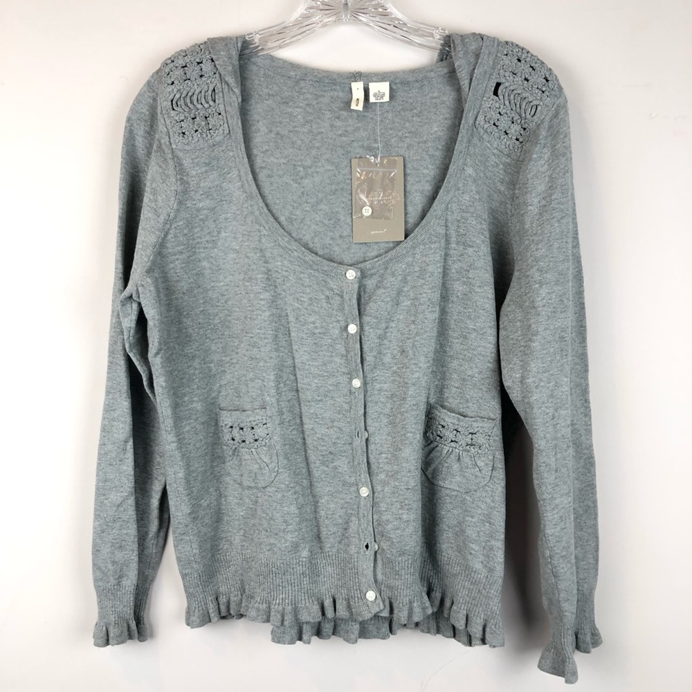 Anthropologie Moth Hooded Crochet Cardigan NWT